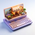 AI generative 3D minimal computer design style for decoration desk
