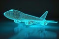 ai generative 3d neon grid of airplane Royalty Free Stock Photo
