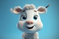 Ai Generative 3d rendering of a cute cartoon cow on a blue background Royalty Free Stock Photo