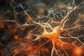 Ai Generative 3d rendering of neuron cell with neurons in brain, nervous system