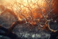 Ai Generative 3d rendering of neuron cell with neurons in brain, nervous system