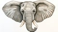 Detailed illustration of an elephant face with a focus on its wise eyes. Royalty Free Stock Photo