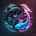 AI Generative Digital Art Illustration Beautiful Abstract Pisces (The Fish) Zodiac Symbol