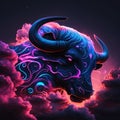 AI Generative Digital Art Illustration Beautiful Abstract Taurus (The Bull) Zodiac Symbol