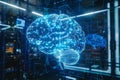 ai generative digital hologram brain, artificial intelligence concept