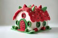 ai generative doll house with watermelon decoration Royalty Free Stock Photo