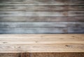 AI generative. Empty wooden table in front of blurred kitchen background