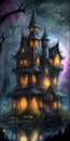 creepy dark halloween house, ai generative