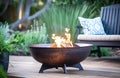 Ai generative. Fire pit and burning fire Royalty Free Stock Photo