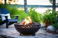 Ai generative. Fire pit and burning fire Royalty Free Stock Photo