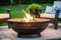 Ai generative. Fire pit and burning fire Royalty Free Stock Photo