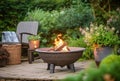 Ai generative. Fire pit and burning fire i Royalty Free Stock Photo