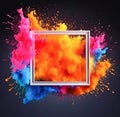 Ai generative. Frame with Colorful Powder Paint Explosion