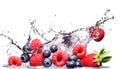 AI generative. Fresh berries with water splash on white Royalty Free Stock Photo