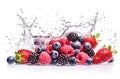 AI generative. Fresh berries with water splash on white Royalty Free Stock Photo