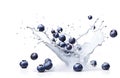 AI generative. Fresh Blueberries with milk splash