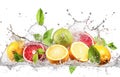 AI generative. Fresh citrus fruits with water splash