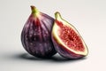 Ai Generative Fresh figs on grey background, closeup. Healthy food concept Royalty Free Stock Photo