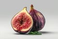 Ai Generative Fresh figs on grey background, closeup. Healthy food concept Royalty Free Stock Photo