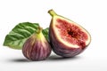 Ai Generative Fresh figs on white background, closeup. Healthy food concept Royalty Free Stock Photo