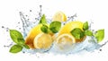 AI generative. Fresh lemons with water splash