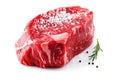 Ai generative. Fresh raw beef steak on white