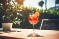 Ai generative. Glass of aperol coctail Royalty Free Stock Photo