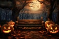 Ai generative. Halloween background with creepy landscape of night sky