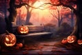 Ai generative. Halloween background with creepy landscape of night sky