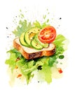 Ai generative healthy food, sandwich illustration