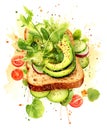 Ai generative healthy food, sandwich illustration