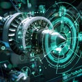 ai generative hologram image of aircraft turbine components
