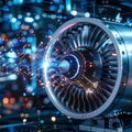 ai generative hologram image of aircraft turbine components