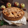 AI generative Homemade apple pie. Selective focus