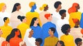 Illustration of a diverse group of people with colorful profiles. Royalty Free Stock Photo