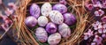 illustration of an easter basket with purple colored easter eggs Royalty Free Stock Photo