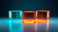 illustration of orange and light blue glass squares on a smooth background Royalty Free Stock Photo