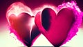 Ai generative illustration of pink heart shapes in fire flame texture Royalty Free Stock Photo