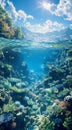 AI Generative image of a beautiful ocean with coral reefs and fish Royalty Free Stock Photo