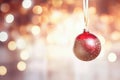 Ai generative. Christmas red ball ornament and decoration, sparkle light. Christmas and new year holiday background Royalty Free Stock Photo