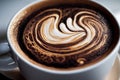 Super closeup view of cup of Coffee with Cream - Coffee art