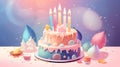 Birthday background decorated with cake colorful sprinkles and ten candles Royalty Free Stock Photo