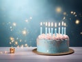 Birthday background decorated with cake colorful sprinkles and ten candles Royalty Free Stock Photo