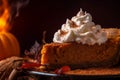pumpkin pie with a dollop of whipped cream