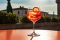 Ai generative. Glass of aperol coctail Royalty Free Stock Photo