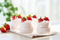 Ai generative. Jars of strawberry yogurt