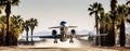 AI generative image of private jet plane taking off from a runway Royalty Free Stock Photo