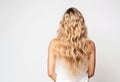 Ai generative. Rear view of a girl with beautiful long blonde hair