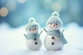 Ai generative. Snowman in winter secenery with copy space Royalty Free Stock Photo