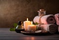 AI Generative image, spa accessory composition set in spa hotel wellness center Royalty Free Stock Photo